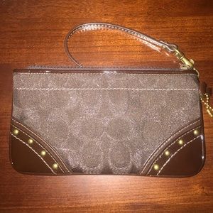 Coach Brown Studded Wristlet